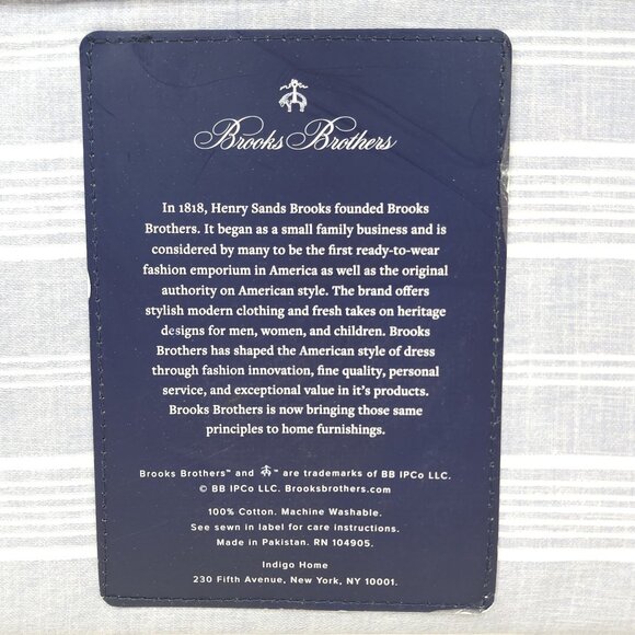 Brooks Brothers Twin XL Sheet Set 100% Cotton Indigo Striped 17" Deep Mattress - Picture 6 of 7